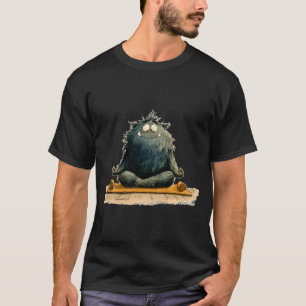 Schattig Zen Monster Yoga Meditatie Bos Kunst T-shirt