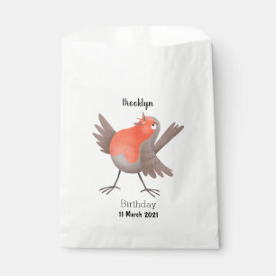 Schattig zingende roodborstje vogel cartoon bedankzakje