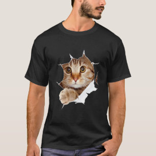 Schattig Zoet Kitten Gescheurde Stof Kat T-shirt