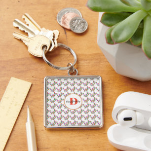schattig zoet kleurrijk floraal initiaal Monogram  Sleutelhanger
