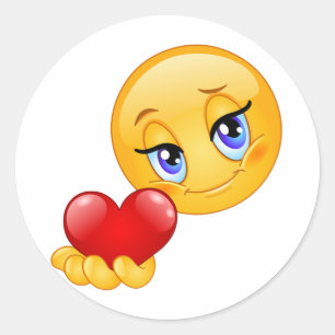 schattig zoete emoji liefde harten kus klassiek ro ronde sticker