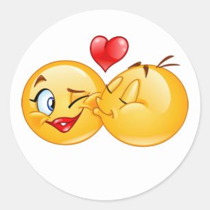 schattig zoete emoji liefde harten kus ronde sticker