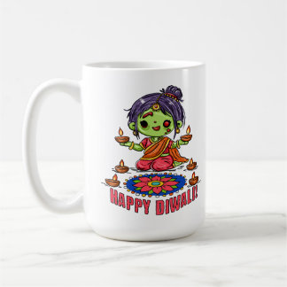 Schattig zombie-meisje viert Diwali Koffiemok