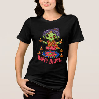 Schattig zombie-meisje viert Diwali Tri-Blend Shirt