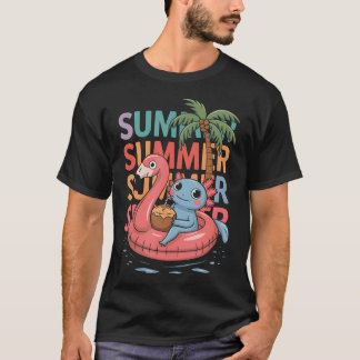 Schattig Zomer Axolotl Strand Zwembad Pret Feest Z T-shirt