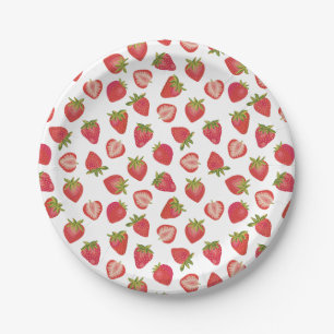 Schattig Zomer Fruit Aardbei Patroon Papieren Bordje