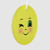 Schattig zon gelukkig gezicht emoji ornament (voorkant)