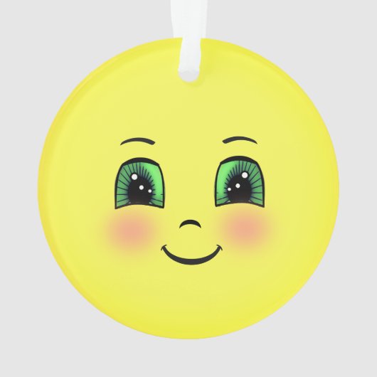 Schattig zon gelukkig gezicht emoji ornament (achterkant)