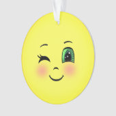 Schattig zon gelukkig gezicht emoji ornament (voorkant)