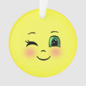 Schattig zon gelukkig gezicht emoji ornament (voorkant)