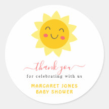 Schattig zonneschijn Baby shower dank u Sticker