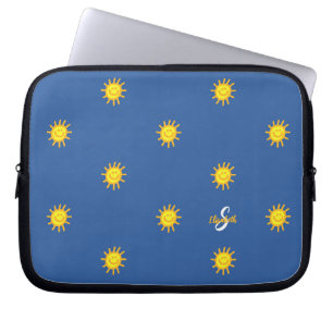 Schattig Zonneschijn Gelukkig Gezicht Patroon Naam Laptop Sleeve