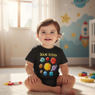 Schattig Zonnestelsel Cartoon Planeten Kinder Shirts