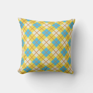 Schattig zonnig geel en blauw argylepatroon kussen