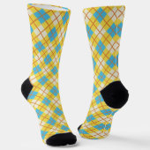 Schattig zonnig geel en blauw argylepatroon sokken (Gebogen)