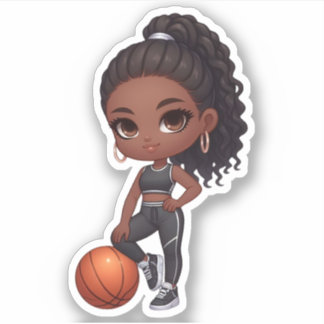 schattig zwart basketballer meisje sticker