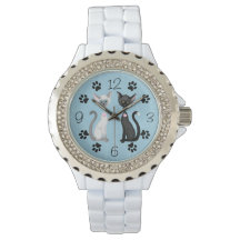 Schattig zwart en wit katten met Paw afdrukken op 