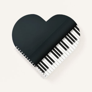 Schattig zwart groot piano hart gevormd notitieboek