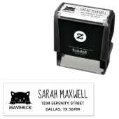 Schattig zwart kat huisdier naam adres  zelfinktende stempel (In situ)