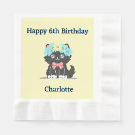 Schattig Zwart Kat Verjaardagspapier Servet