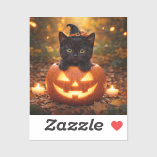 Schattig zwart katje Halloween pompoen Sticker