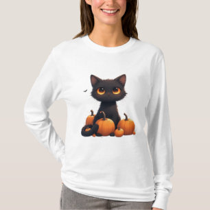 Schattig Zwart Kittens Met Pompoen T-shirt
