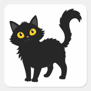 Schattig Zwart pluizig poesje Vierkante Sticker