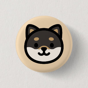 Schattig zwart Shiba Inu honden gezicht Ronde Button 3,2 Cm
