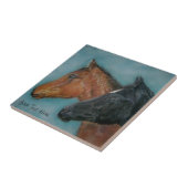 Schattig zwart veulen kastanje veulen colt paarden tegeltje (Zijkant)