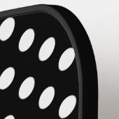 Schattig zwart wit polka dots roze monogram pickleball paddle (Links Detail)