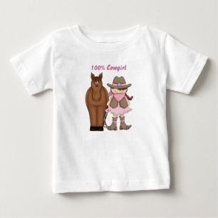 Schattige 100% Cowgirl en Horse Baby T-shirt