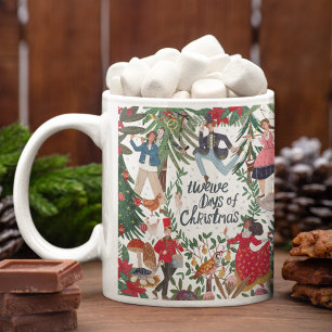 Schattige 12 dagen van Kerstmis klassieke illustra Koffiemok