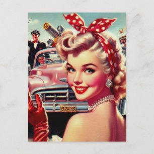 Schattige  1950s Meisje Briefkaart