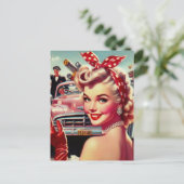 Schattige  1950s Meisje Briefkaart (Staand voorkant)