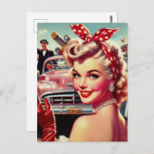 Schattige  1950s Meisje Briefkaart (Voorkant / Achterkant)