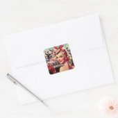 Schattige  1950s Meisje Vierkante Sticker (Envelop)