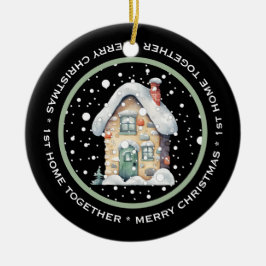 SCHATTIGE 1e HUIS SAMEN, OUDERWETSE HUIS SNEEUW Keramisch Ornament