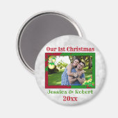Schattige 1e kerst koppel foto magneet (Voorkant / Achterkant)