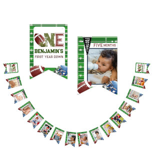 Schattige 1e Verjaardag 12 Maand Foto Milestone bo Vlaggetjes