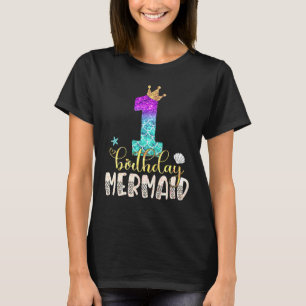 Schattige 1e verjaardag zeemeermin meisjes oceaan t-shirt