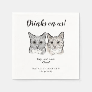 Schattige 2 Cats Cheers Drinken op Amerikaanse bru Servet