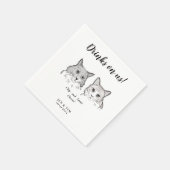 Schattige 2 Katten Gezicht Pet Cheers Drinken op A Servet (Hoek)