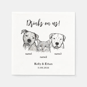 Schattige 3 huisdieren Drinken op ons Hond Kat Bru Servet