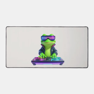 Schattige 3D-cartoon-cyberpunk-DJ-boomkikker-gamin Bureaumat