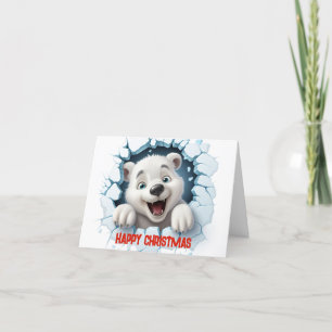 Schattige 3D ijsbeer vrolijk kerstfeest Feestdagen Kaart