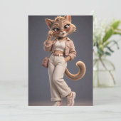 Schattige 3D Kat Kaart (Staand voorkant)