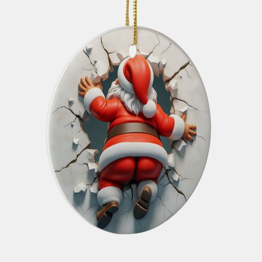 Schattige 3d Kerstman Keramisch Ornament (Rechts)