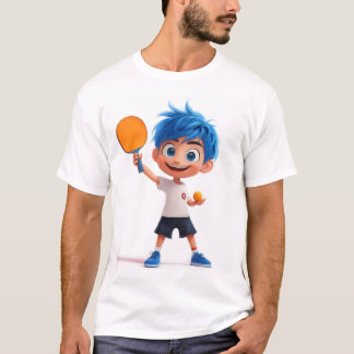 Schattige 3D Ping Pong Jongen die Tafeltennis spee T-shirt
