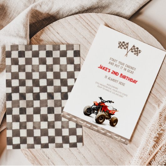 Schattige 4 Wheeler Bike Verjaardagsuitnodiging Kaart