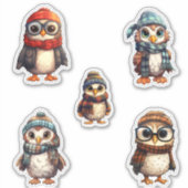 Schattige 5 Winter Hawk Bundel Sticker (Voorkant)